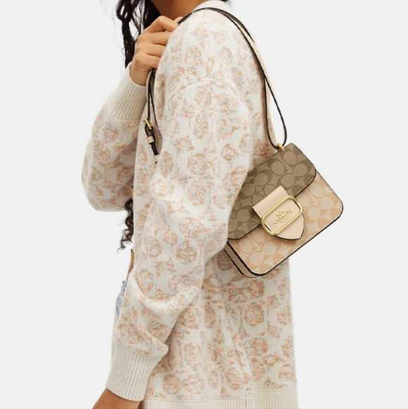 Morgan Square Crossbody Bag In Blocked Signature Canvas - Picture 5 of 12